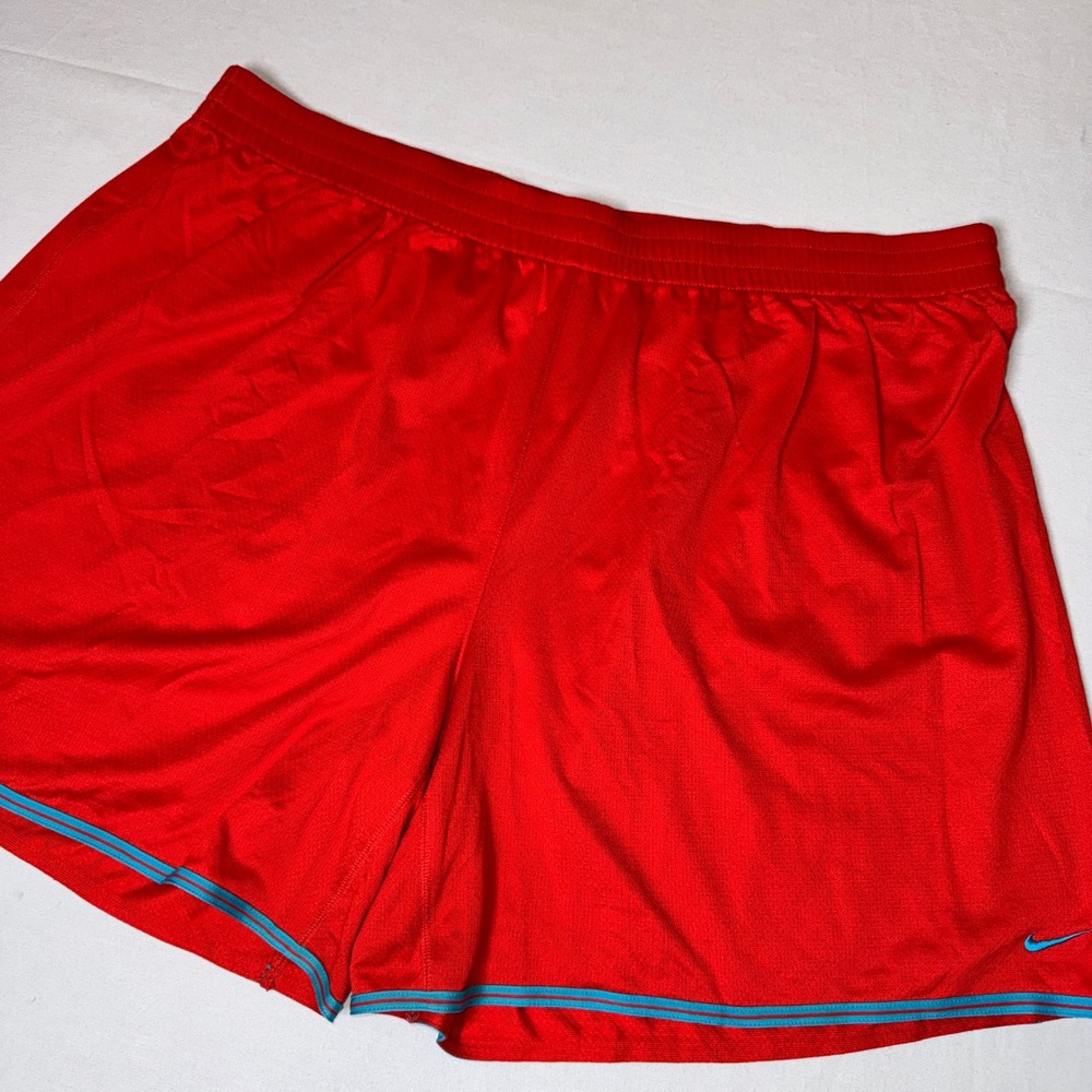 Nike Mens Red Mesh Running/ Basketball Shorts Teal Trim 3X Big and Tall